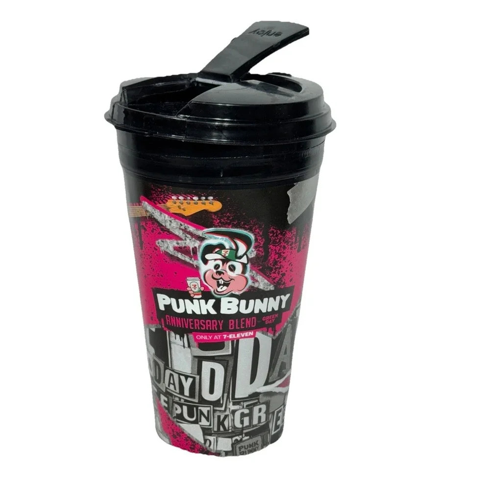 Green Day Punk Bunny Coffee Tumbler Cup 7-Eleven Exclusive Sealed 7-11‎